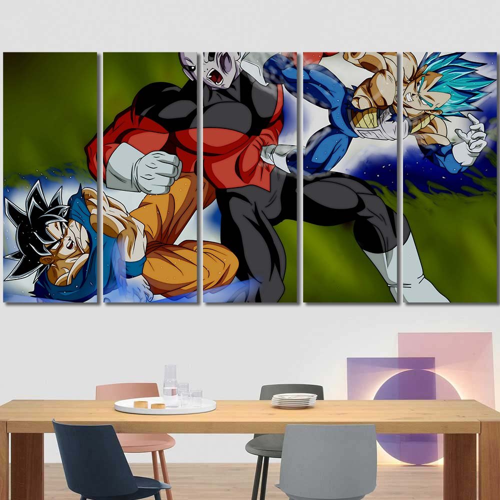 Wall Decor With Frame Super Saiyan Blue Son Goku Vegeta Jiren Dragon Ball 5pcs Regular DB7C031