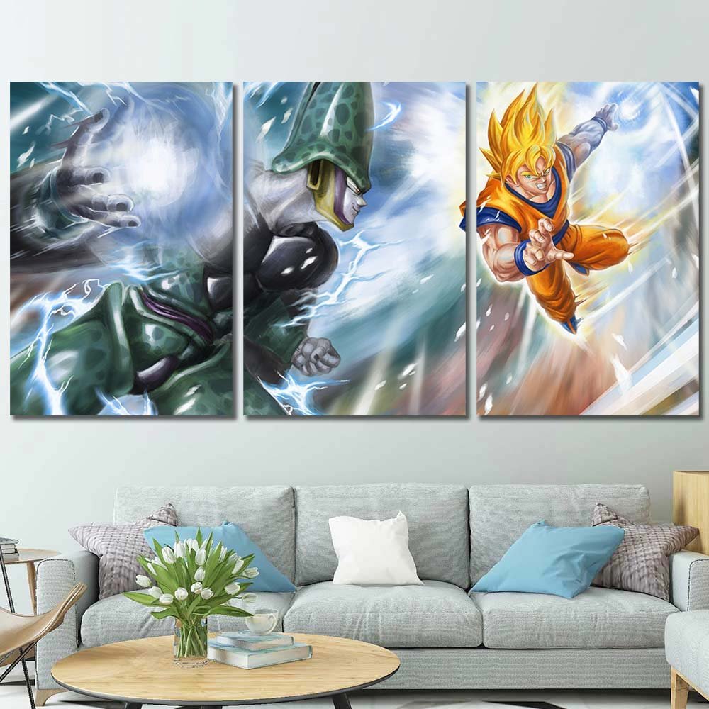 Wall Decor Framed Dragon Ball Son Goku Super Saiyan Cell 3pcs Regular DB7C207