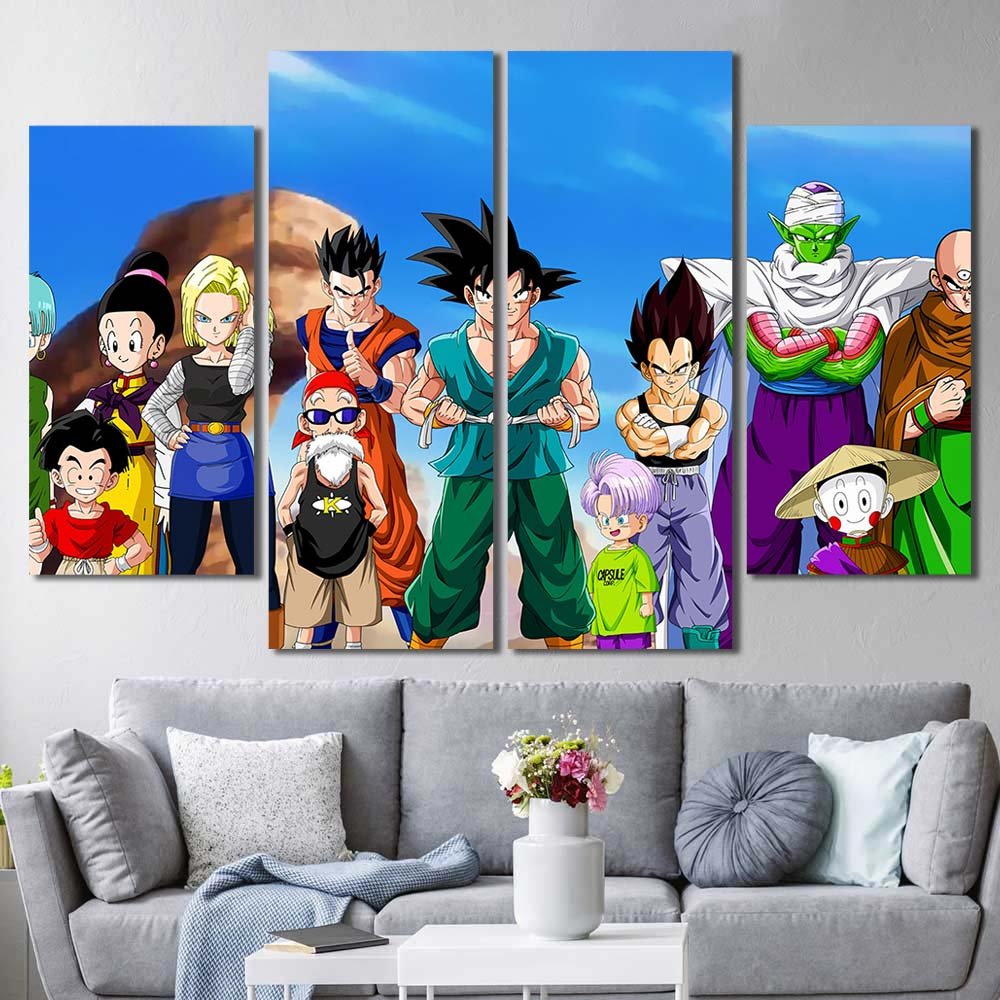 Dragon Ball Z Walldecor Art Tien Shinhan Bulma Chi-Chi Krillin Master Roshi Trunks 4pcs Diamond DB7C258