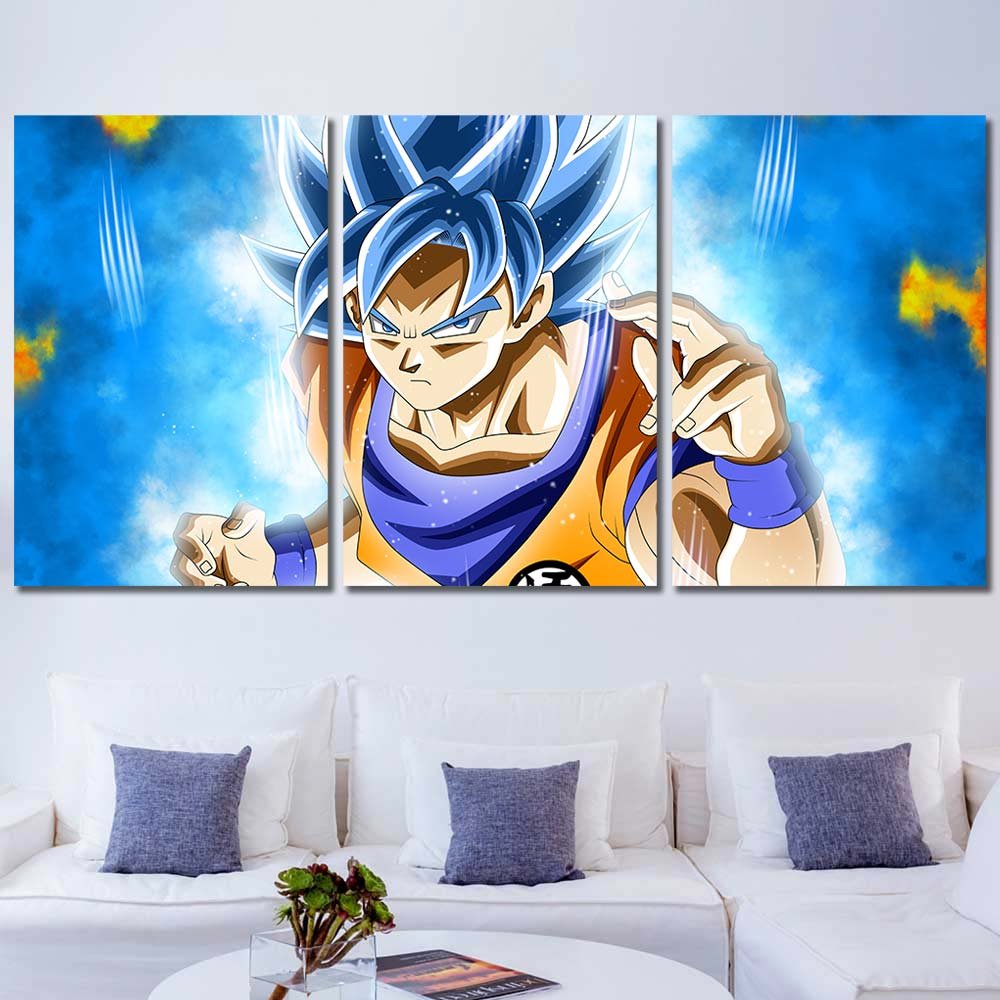 Wall Decor Best Dragon Ball Son Goku Super Saiyajin Blue 3pcs Regular DB7C262