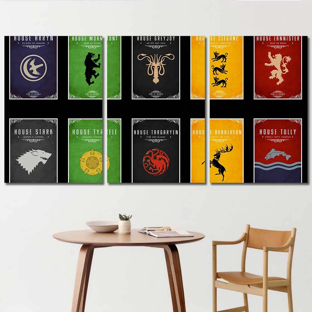 Wall Decor Metal Frame Game Of Thrones Song Of Ice And Fire Sigils Cards 3pcs Regular GT7C029