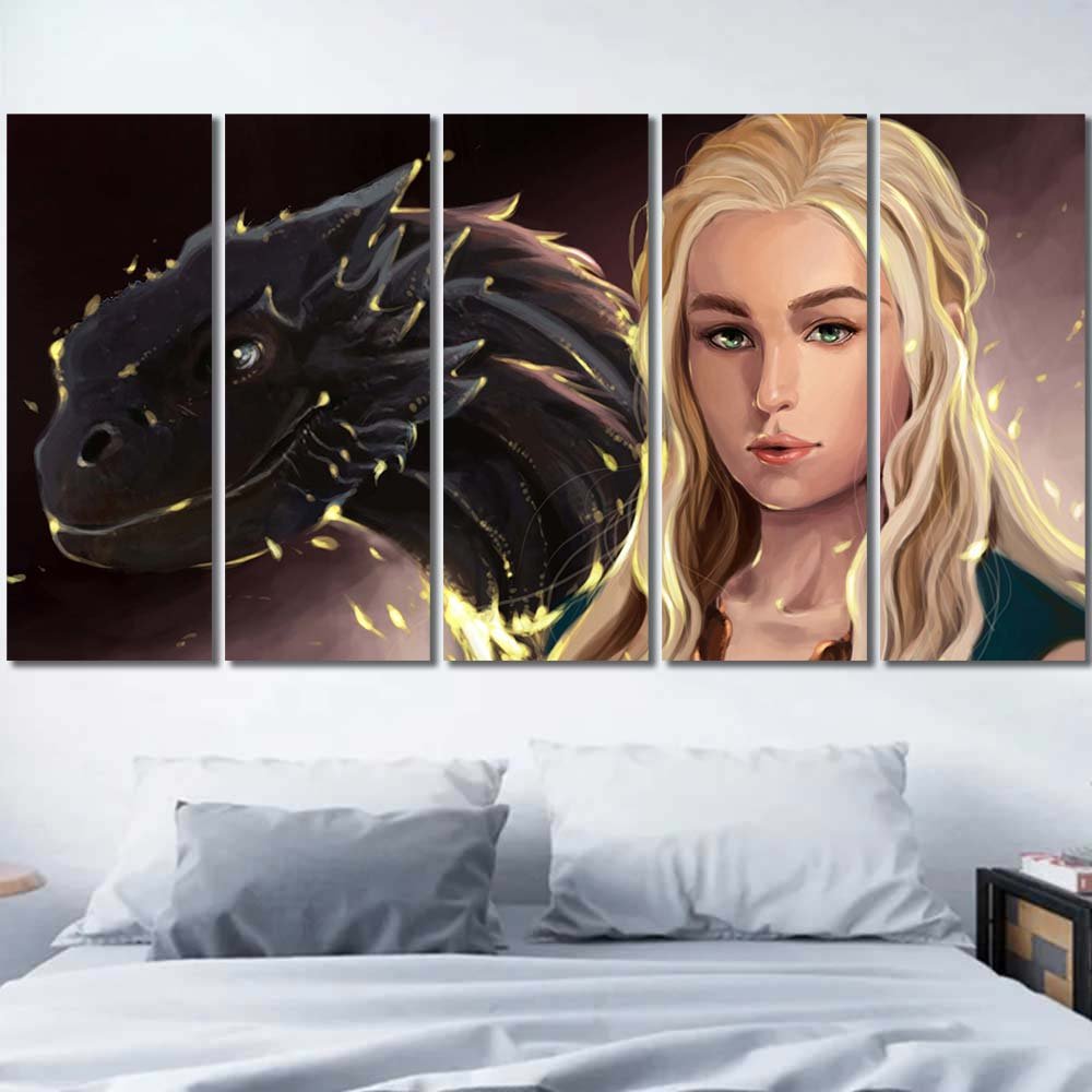 Walldecor For Blank Wall Game Of Thrones Cartoon Daenerys Targaryen 5pcs Regular GT7C030