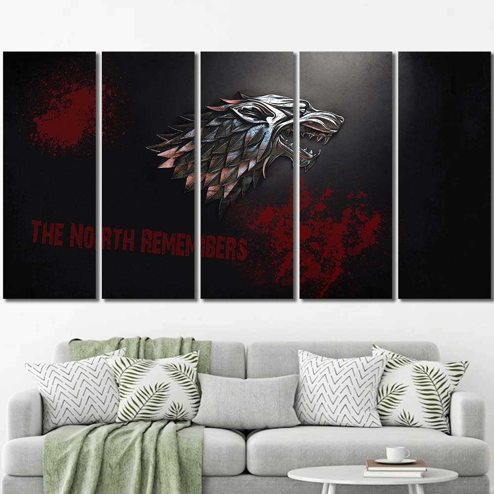 Game Of Thrones Modern Walldecor House Stark Direwolf 5pcs Regular GT7C043