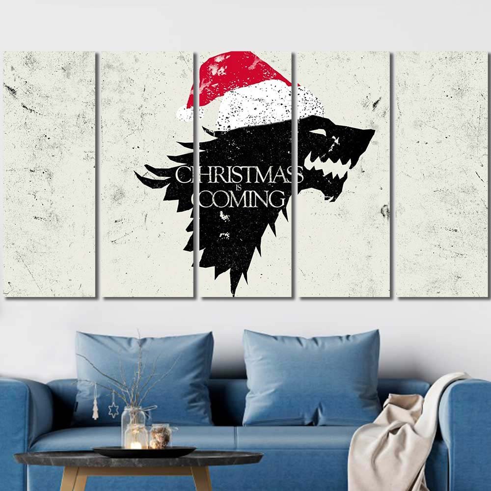 Walldecor 5 Pieces Game Of Thrones Direwolf Winter Is Coming Christmas Quote 5pcs Regular GT7C055