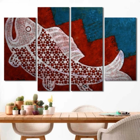 Wall Decor Mural Game Of Thrones Fish Sigils House Tully Song Of Ice And Fire Red Pattern 4pcs Diamond GT7C108