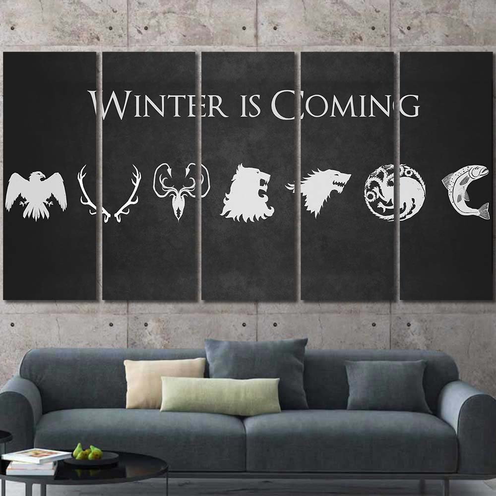 3 Pieces Wall Decor Game Of Thrones Sigils Winter Is Coming Monochrome 5pcs Regular GT7C136