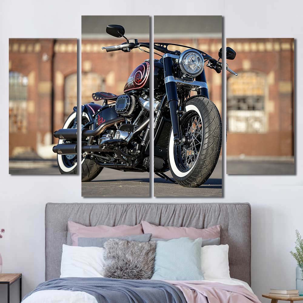 Harley-Davidson Wall Decor Motorcycle Heavy Bike Modified Custom 4pcs Diamond HL7C003