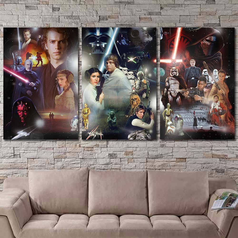 Darth Vader Bedroom Walldecor Star Wars Collage Heroes Villains Sith Jedi Lightsaber Luke Skywalker 3pcs Regular SW7C236