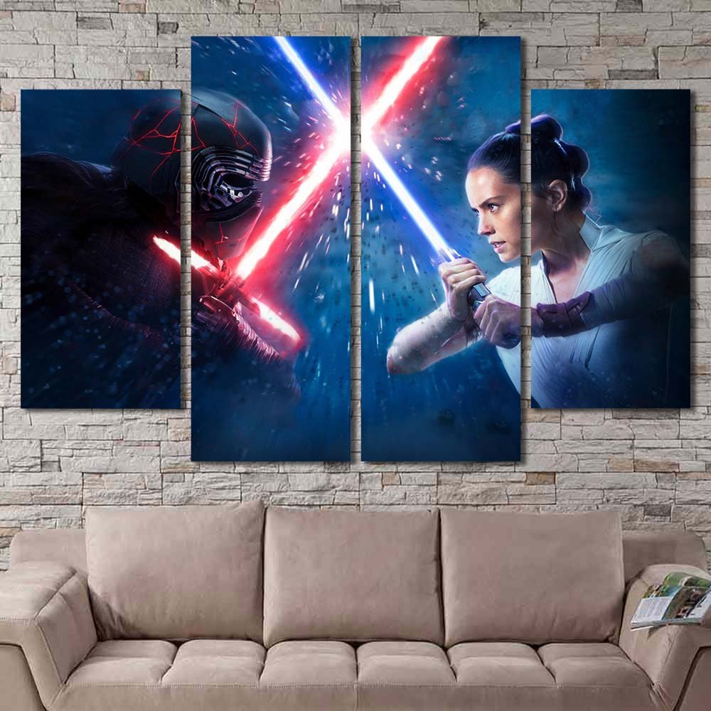 Lightsaber Office Walldecor Jedi Kylo Ren Rey Star Wars 4pcs Diamond SW7C274