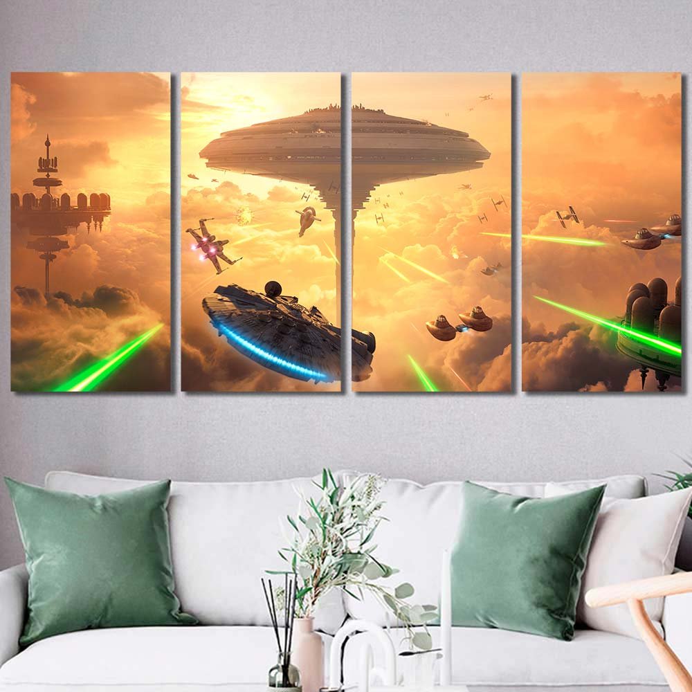 Home Walldecor Star Wars Battlefront Bespin Millennium Falcon Ships 4pcs Regular SW7C296