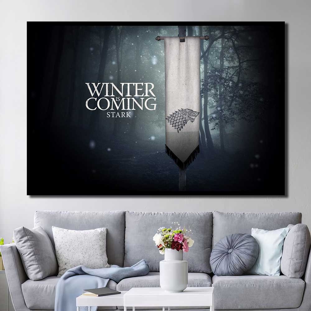 Great Walldecor Game Of Thrones Song Of Ice And Fire House Stark Sigils Winter Is Coming 1pcs OuterFrame GT7C151