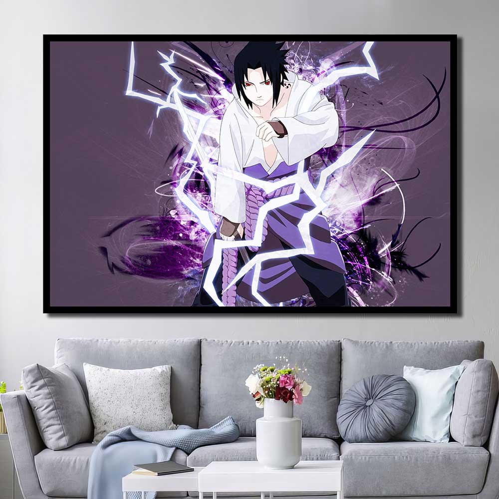 Shippuuden Walldecor Painting Naruto Uchiha Sasuke Red Eyes Anime 1pcs OuterFrame NT7C087