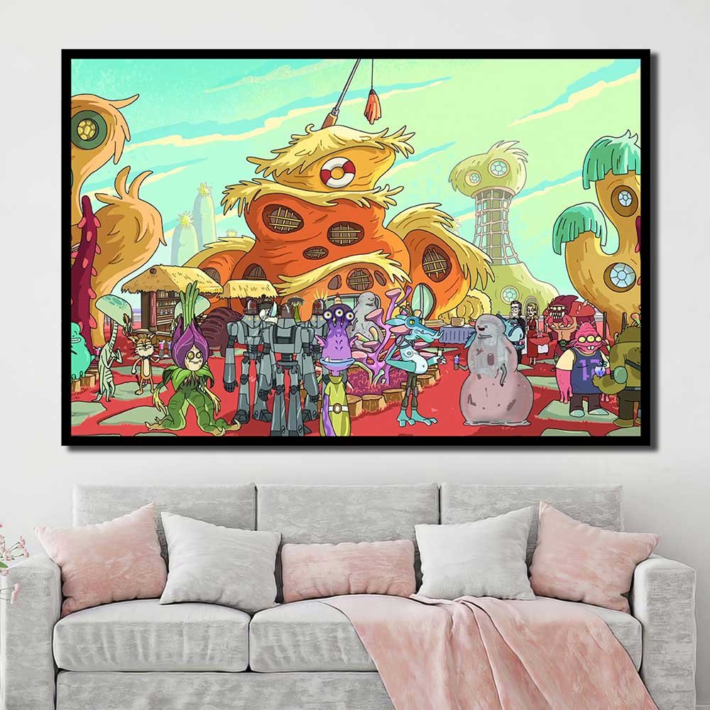 Wall Decor 2024 Rick And Morty Adult Swim Cartoon Squanchy 1pcs OuterFrame RM7C004