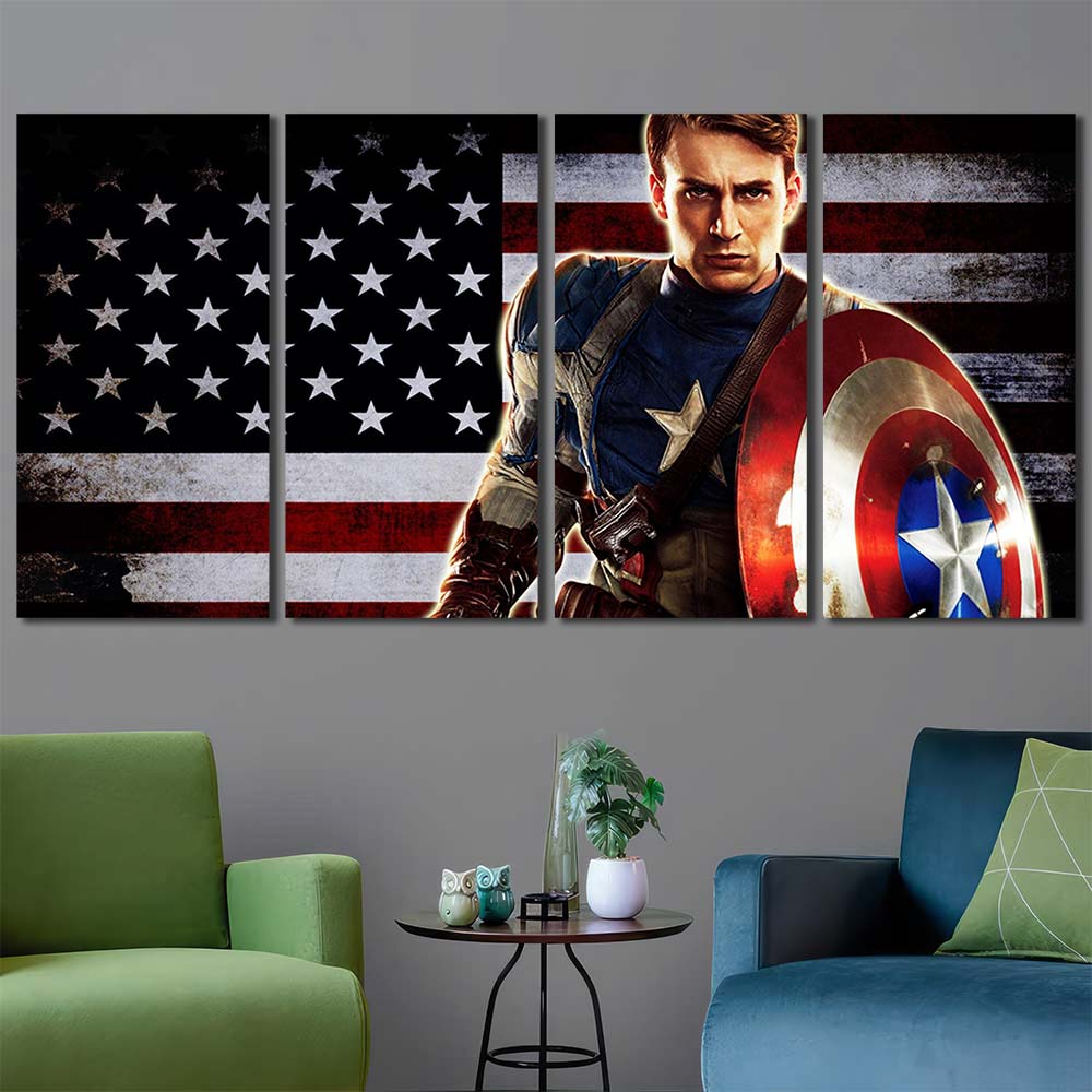 Canvas Wall Art with Frame Maverl Movie Super Hero CaptainAmerica MV91